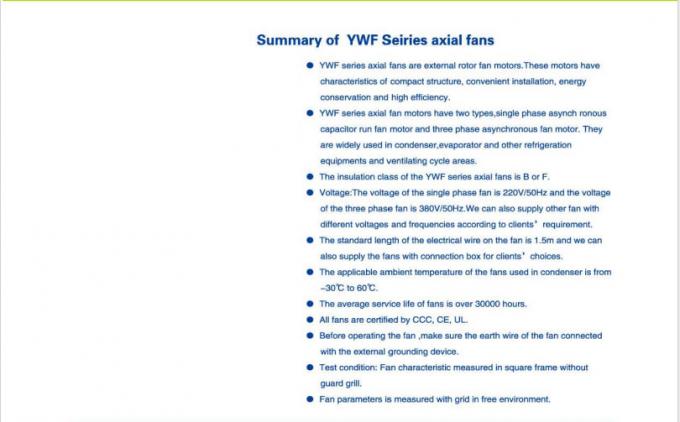 YWF-Serie 200 bis 630 mm Kaltlager-Lüfterflügelmotor Kondensator-Verdampfer-Lüfter Hersteller Außenläufer-Axiallüfter 6