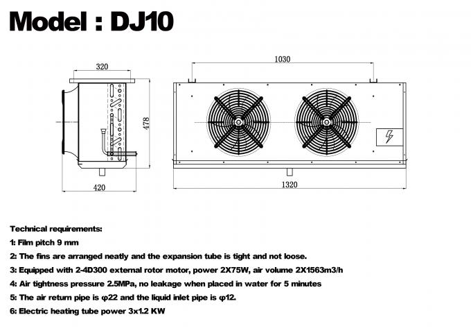 DJ-Serie DJ100 Einzelkühler CE-zertifiziertes Kühlhaus spezialisierter Luftkühler Verdampfer Deckenverdampfer Kühlgerätehersteller,Kühlfabrik, Kühlhaus 2