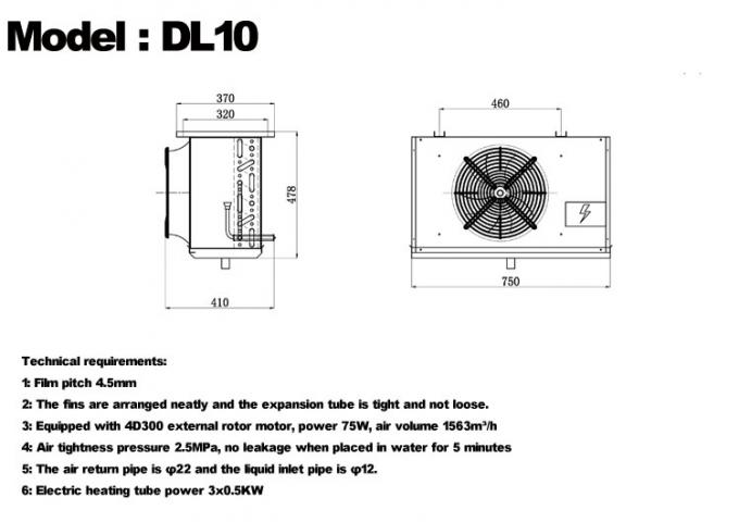 DL-Serie DL22-Kühler CE-Zertifizierung kundenspezifischer Luftkühler 3 PS Kälteanlagenverdampfer Deckenverdampfer, geeignet für Lagerkühlung, Kühlraum, Gemüsekühllager 1