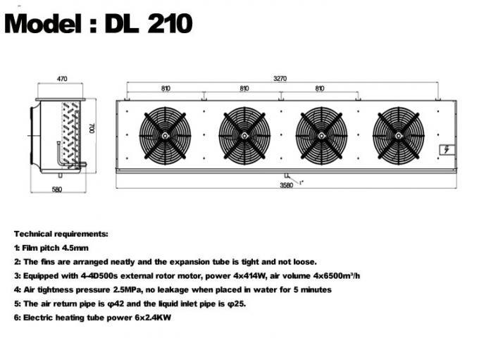 DL-Serie DL22-Kühler CE-Zertifizierung kundenspezifischer Luftkühler 3 PS Kälteanlagenverdampfer Deckenverdampfer, geeignet für Lagerkühlung, Kühlraum, Gemüsekühllager 10