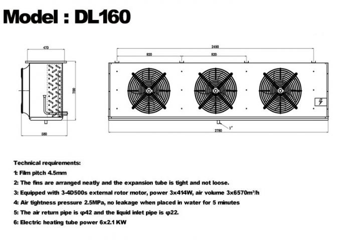 DL-Serie DL22-Kühler CE-Zertifizierung kundenspezifischer Luftkühler 3 PS Kälteanlagenverdampfer Deckenverdampfer, geeignet für Lagerkühlung, Kühlraum, Gemüsekühllager 8