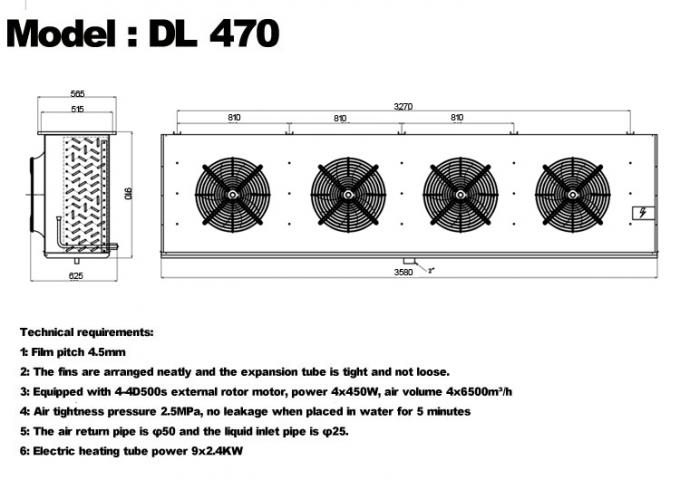 DL-Serie DL22-Kühler CE-Zertifizierung kundenspezifischer Luftkühler 3 PS Kälteanlagenverdampfer Deckenverdampfer, geeignet für Lagerkühlung, Kühlraum, Gemüsekühllager 14