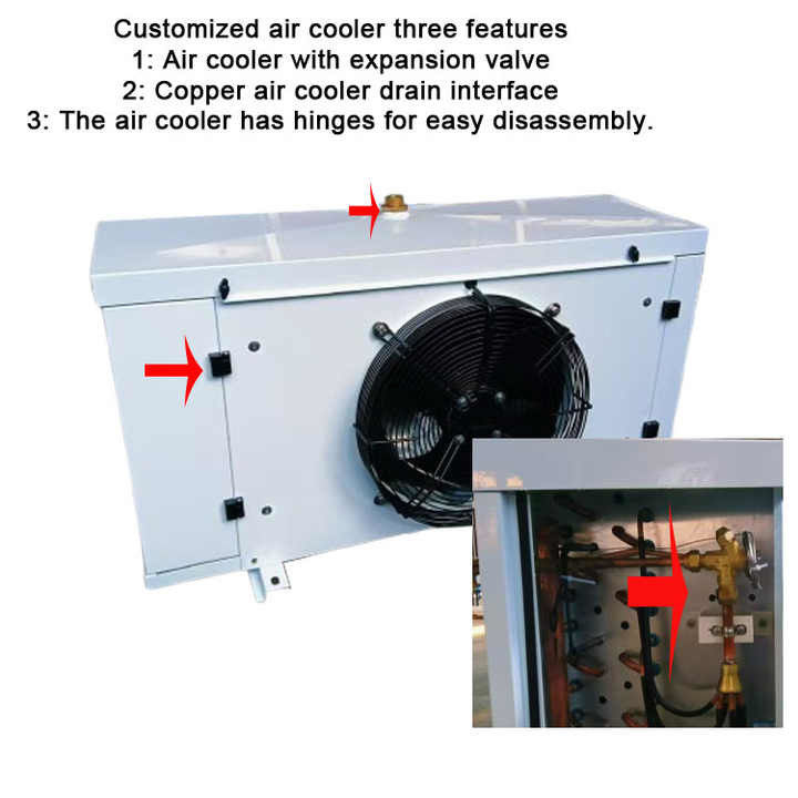DD12 Hydrophiler Aluminiumflossen Luftkühler Verdampfer Spirale mit Scharnieren Verdampfer mit Expansionsventil Verdampfer für Kältezimmer